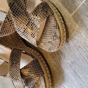 Seven Dials Wedge Ankle Wrap Around faux Snake skin Sandles